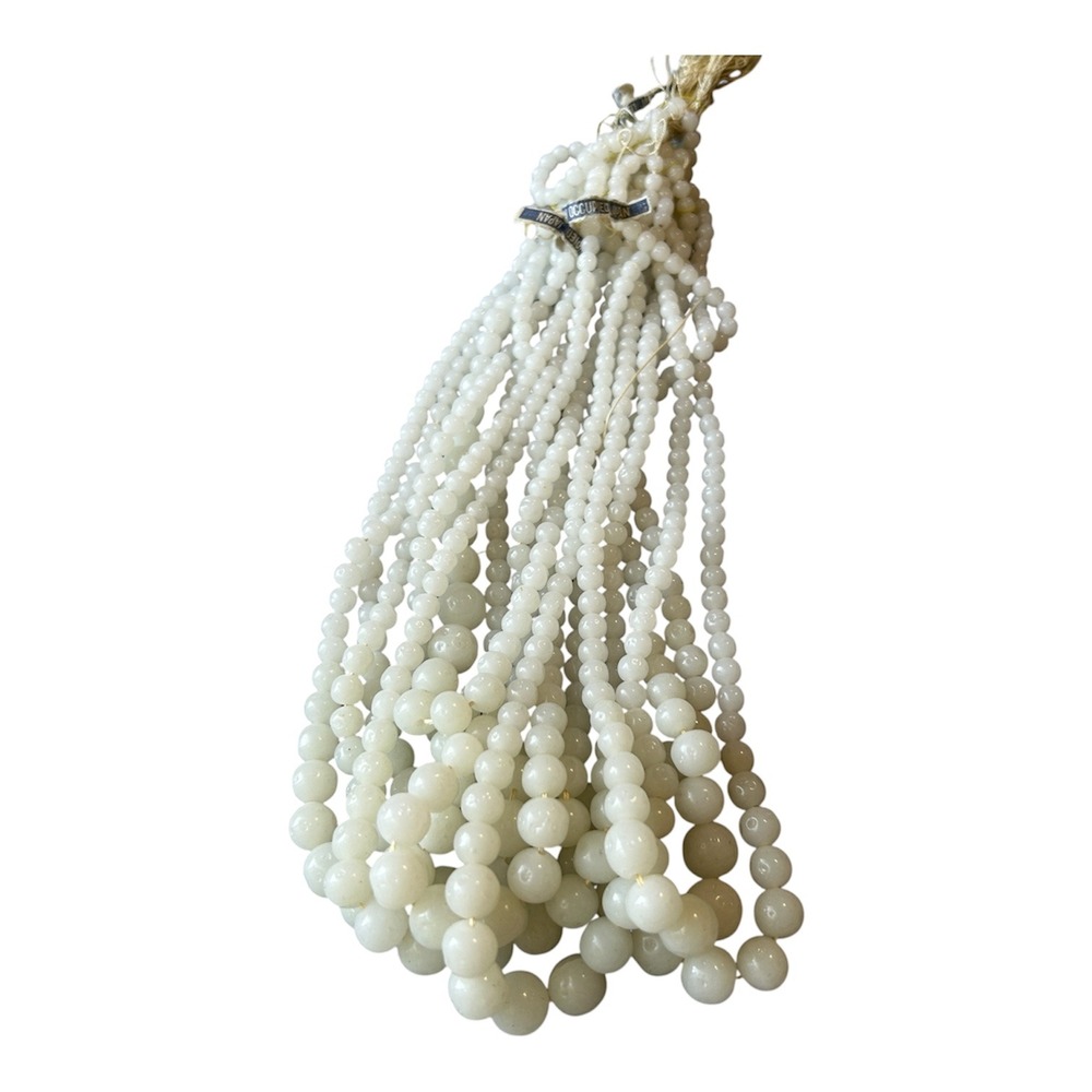 Vintage Occupied Japan Glass Beads Hank 9 Strands 18" Graduated Alabaster 9oz